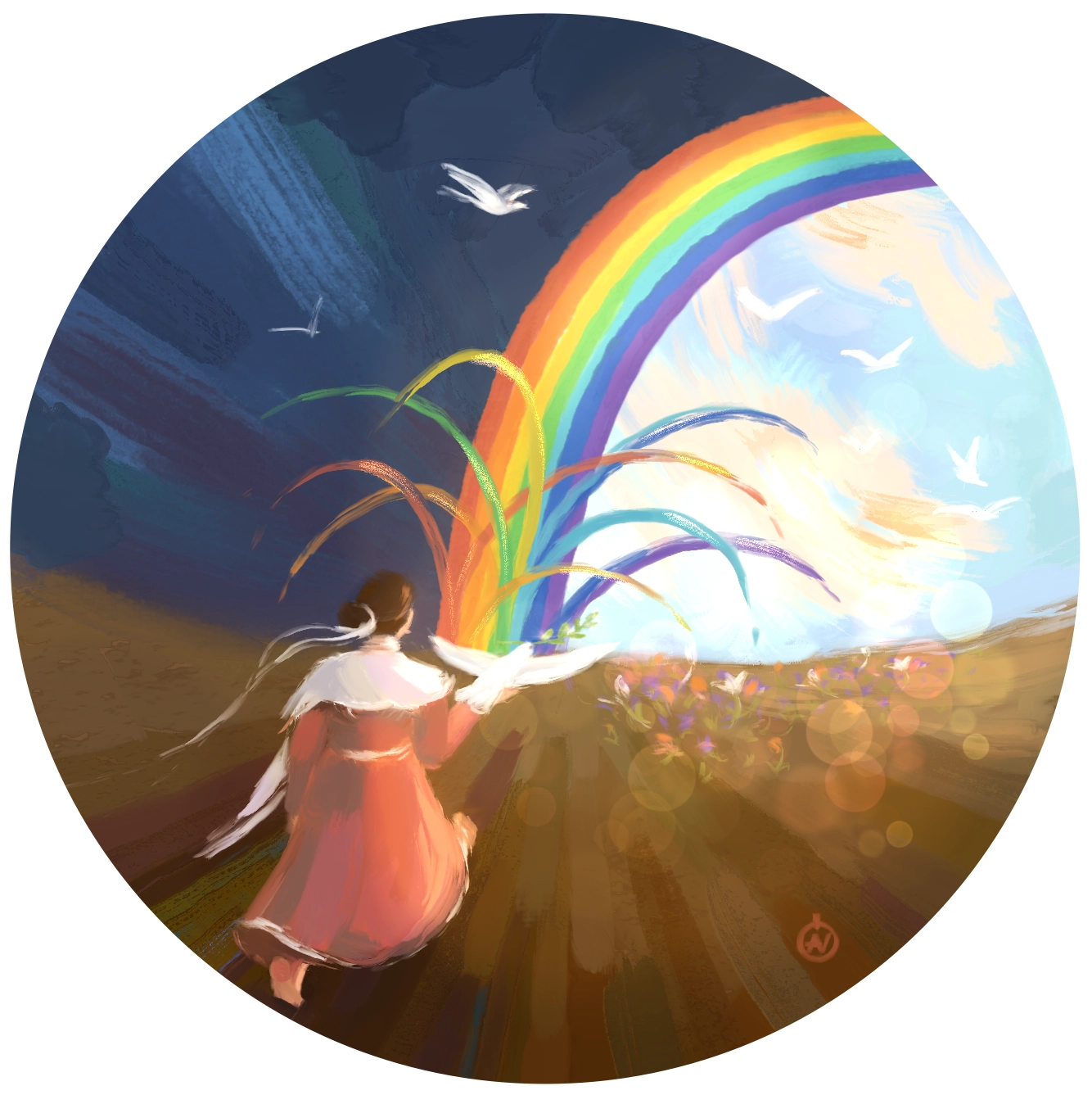 Ілюстрація до Пісні Григорія Сковороди "Пройшли облака. Радостна дуга сіяет..." від Олени Горецької