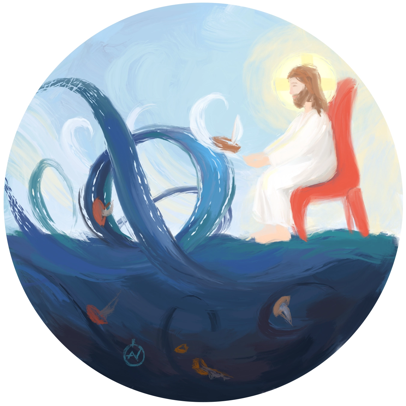 Ілюстрація до Пісні Григорія Сковороди "Човник мій хитає вихор бурі" від Олени Горецької