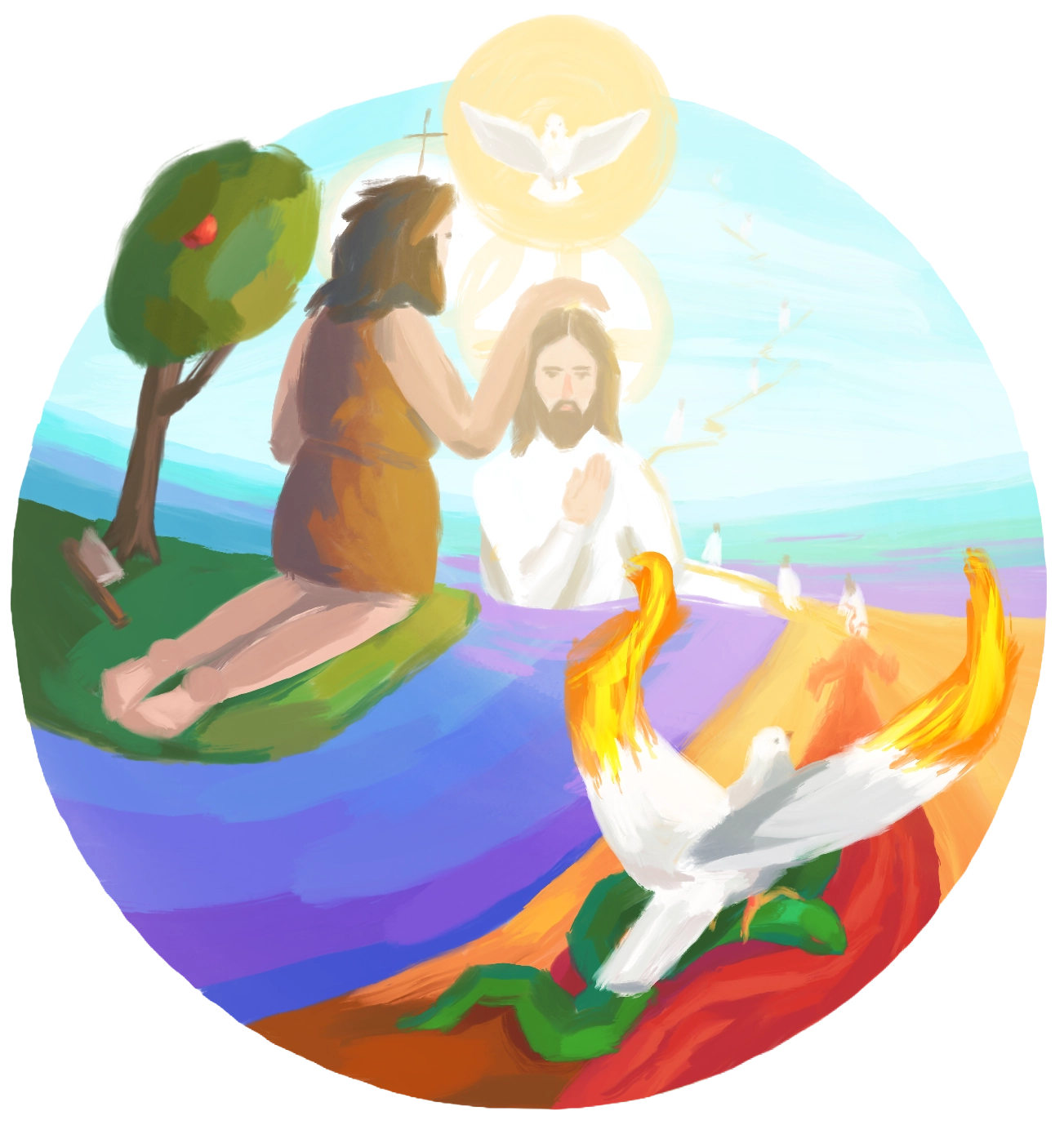 Ілюстрація Пісні "Водохресна - Слухай небо, слухай, земле, і жахніться!" Григорія Сковороди Ілюстрація до Пісні Григорія Сковороди "Водохресна - Слухай небо, слухай, земле, і жахніться!" від Олени Горецької