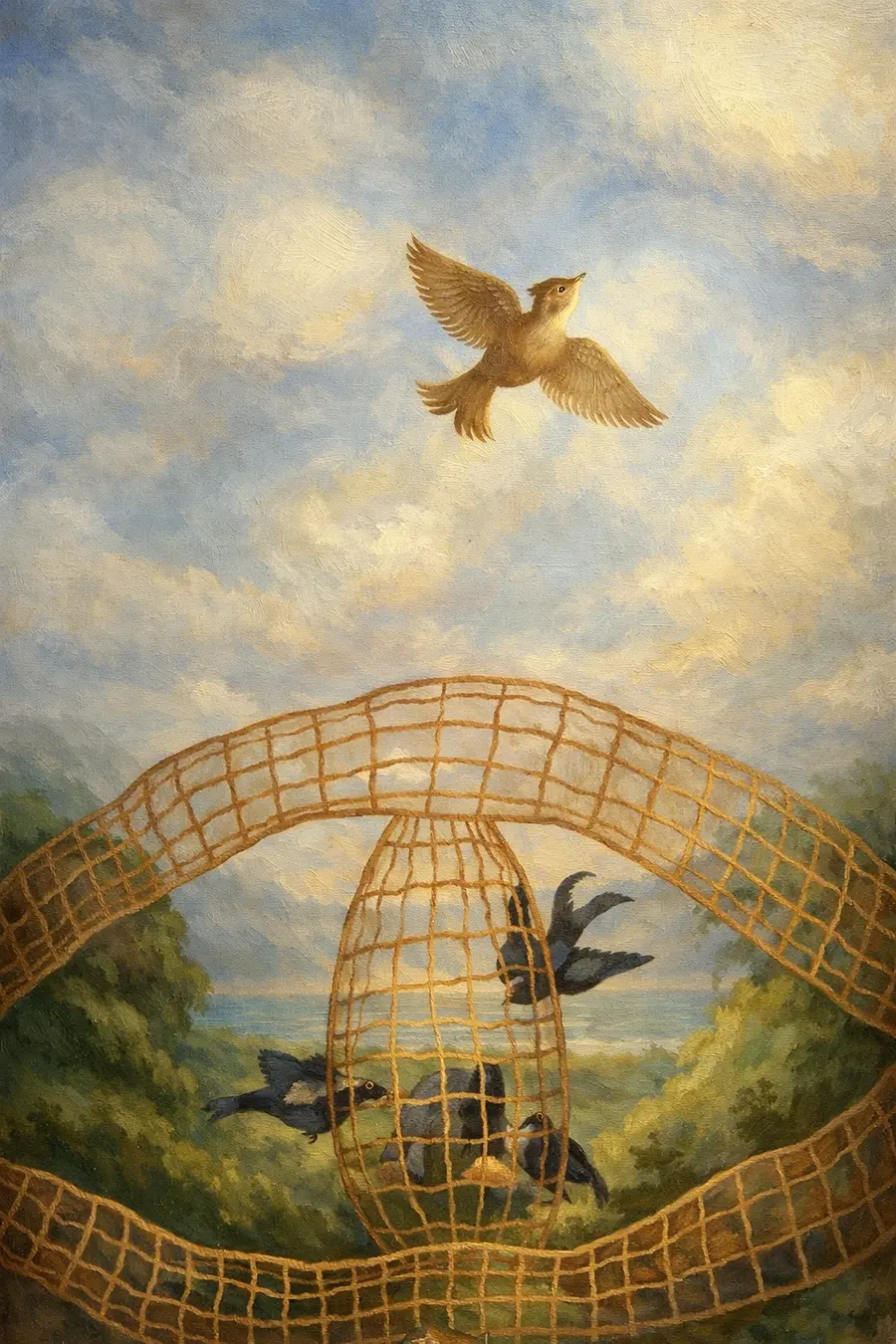 Ілюстрація до твору Григорія Сковороди - Убогий Жайворонок Ілюстрація до твору Григорія Сковороди - Убогий Жайворонок. Авторка: Вдосконалений за допомогою GPT малюнок Ольги Райхель.